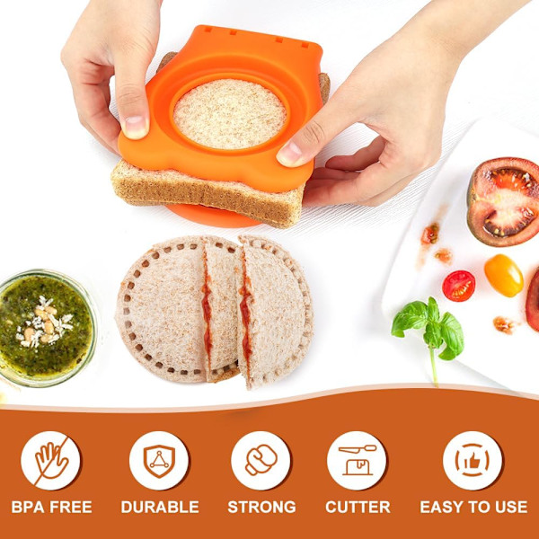 Kakeform, Sandwichkutter for barn, Kakekutter i rustfritt stål, Cookie cutter, Rund cookie cutter, Sandwichforsegler, Brødform i rustfritt stål