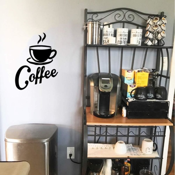Coffee Cup + Coffee" Wall Stickers Kitchen Black Cafe Decor for C