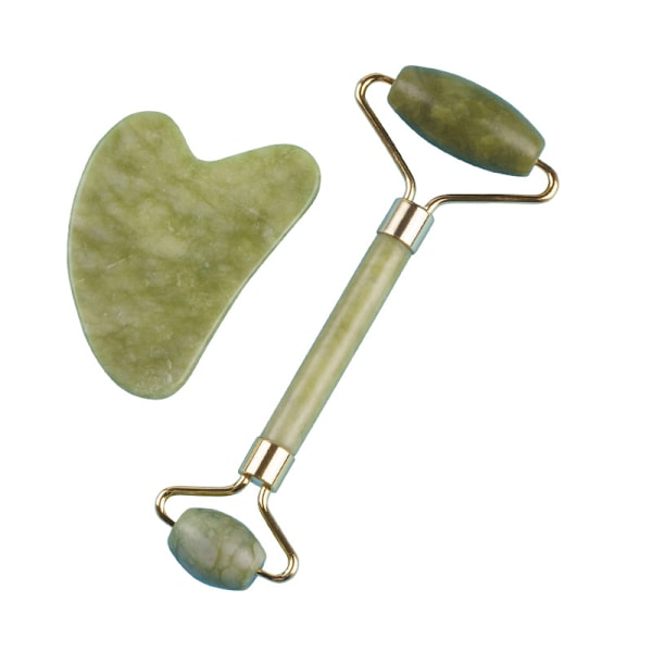 (Grønn) Gua Sha Jade Face Gua Sha Stone, Jade Face Roller, Jade Face Roller, Avslapping av nakke og