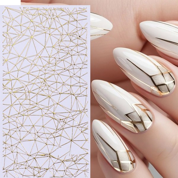 2 ark guld marmor nagelstickers för nagelkonst självhäftande oregelbundna linjer nagelkonst stickers guldlinje nageldekaler sommar nageltillbehör för kvinnor