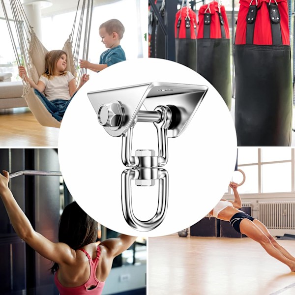 Takrok Kraftig Rostfritt Stål 360° Rotation Gungkrokar Upphängning med Skruvar Fäste för Hängande Stol Gunga Handduk Yoga Boxningssäck Hammoc