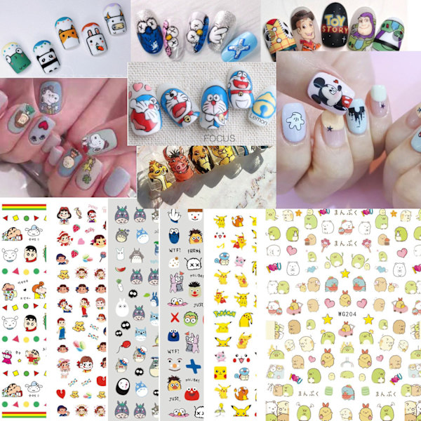 Söta barns kt katt krita shinchan tecknade nagelklistermärken