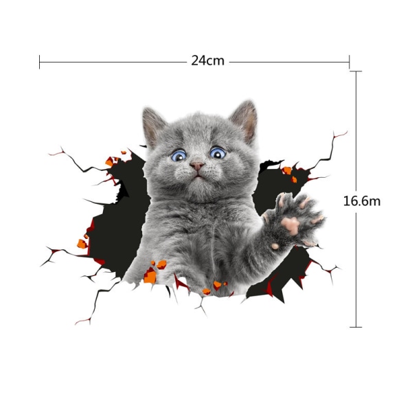 （A)3D Cat Removable Car Sticker Car Decoration Sticker Car Window Animation Fun Decoration Kitten St