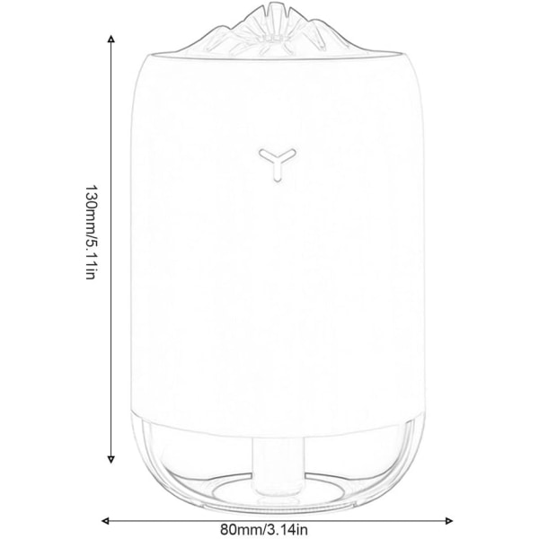 Hvit bærbar miniluftfukter 260 ml kjølig tåkeluftfukter med 7