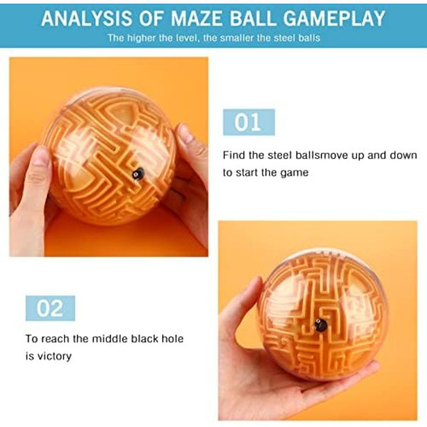 Labyrintkula 3D Labyrintpussel Hjärnteaser Spel Gravitations Plast Handhållen 3D Labyrintkula 4 Tum Pusselleksak Labyrintpussel Kub