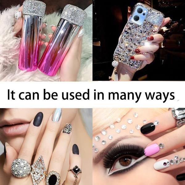 12 rutnät vita kristall strass, nagel ädelstenar, silver runda flatback stenar, diverse, Nai sliver