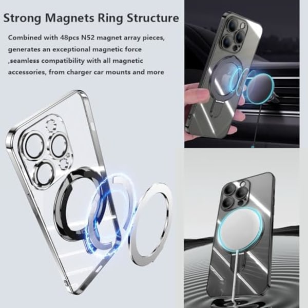 Ringfodral för iPhone 16 Pro Max med Kickstand, MagSafe-kompatibelt, Inbyggt Kameralins-skydd, Stötsäkert