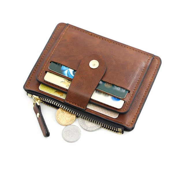 1 STK Svart lommebok for menn, liten sammenleggbar lærpung for kvinner