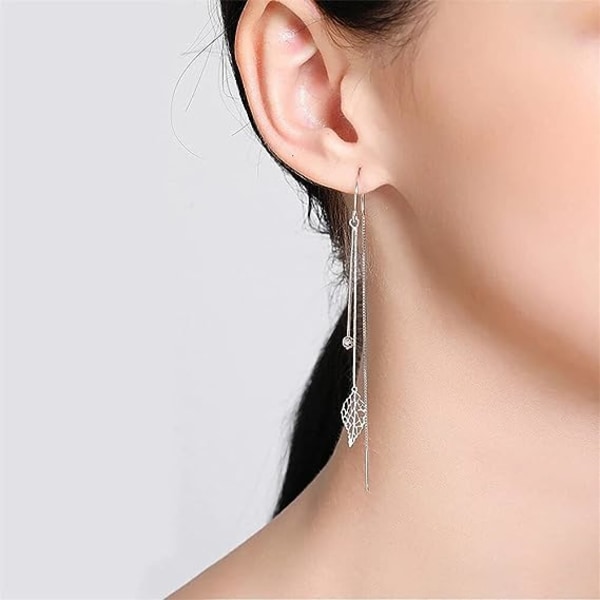 925 Silver långa örhängen för kvinnor, långa örhängen för flickor,