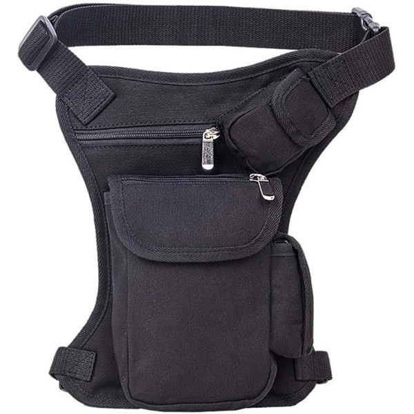 Benpose - Sort motorcykel lærredslår taske ben fanny pack dro