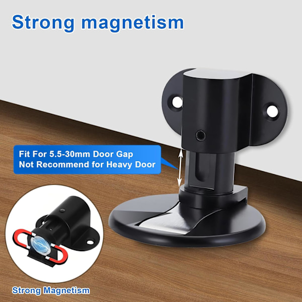 2 stk. magnetisk dørstopper, usynlig magnetisk dørstopper, magnetisk dørstopper (sort)
