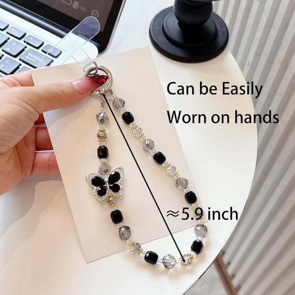 Perlebesat Telefon Charm Glitrende Kæde Håndledsrem Tilbehør, Mode Kvinder Armbånd Håndledsrem Med Tether Tab
