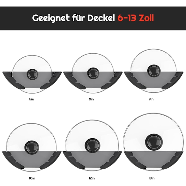 Set med 4 väggmonterade lockhållare, plast, passar 15-32 cm lock, för vägg- eller skåpmontering