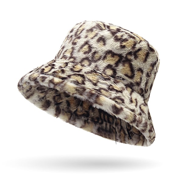 Vintermjuk Konstpäls Plush Bucket Hat, Söt Fiskehatt, Trendig Utomhus Tjock Varm Solhatt för Kvinnor