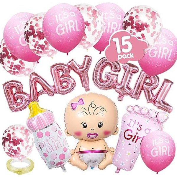 Tyttö - Vaaleanpunainen sukupuolinäytös baby shower -koriste tytön kanssa