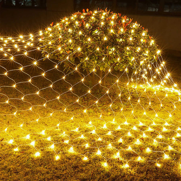 Blå nettlyssnor, 192 LED nettlys 3M X 2M 8 vanntett En