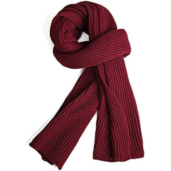 Varm höst- och vinterhalsduk, Unisex enfärgad vinterhalsduk i stickad garn