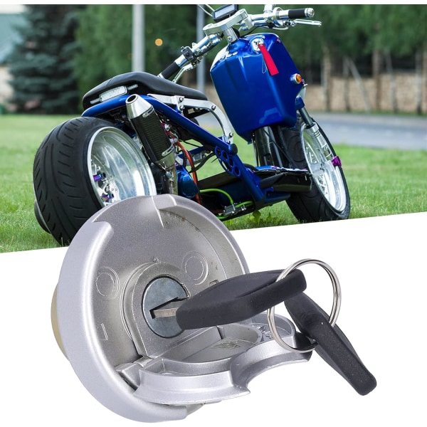 Brændstoftankdæksel, Brændstoftanklåsdæksel med nøgler Universelle rustfrie ståldele til motorcykel scooter