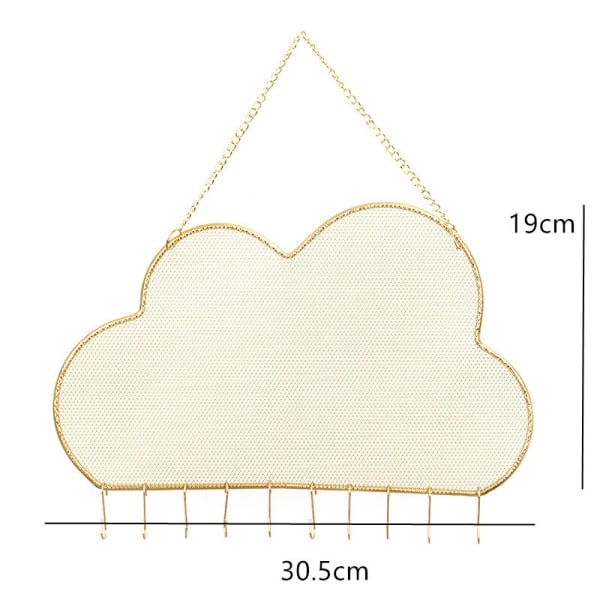 Hengende smykkeorganisator (skyer), veggmontert ørepynt- og halskjedeutstillingsstativ i metall, gave til G