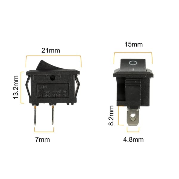 10 stk. Mini Toggle Switch 2-polet vippekontakt med ledninger Sort