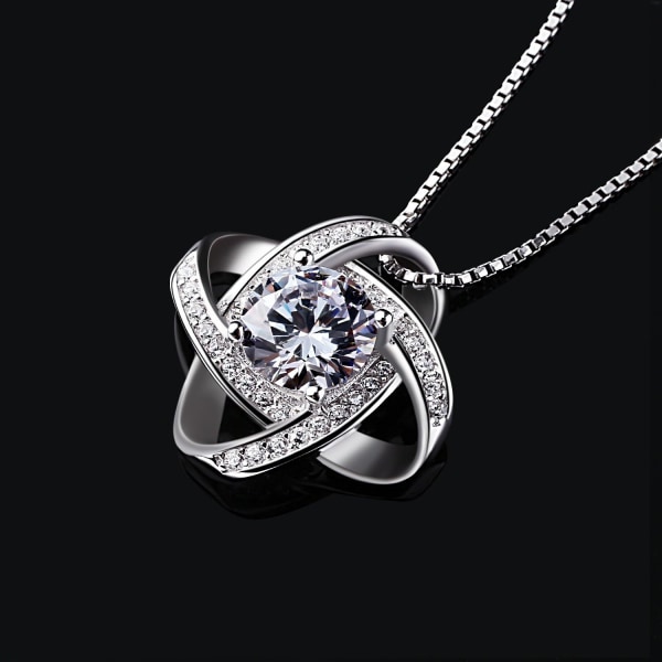 Silver Halsband, Kubisk Zirkonia, Tvilling Hänge, Mors Dag, Fo
