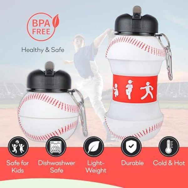 8,7x18cm Vikbar Vattenflaska 19Oz/550ml BPA-Fri Sportvattenflaska för Barn Present Vikbar Vattenflaska för Vandring