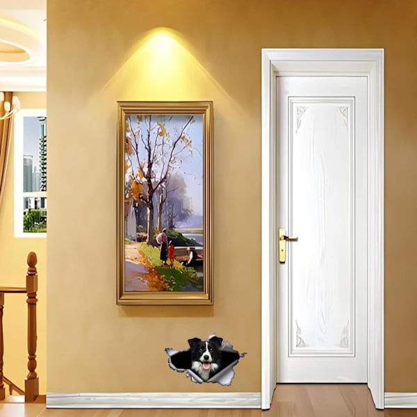 25cm (9,8 tommer) Bilsticker Border Collie Sticker Sjov Border Collie Bilsticker Kæledyrs Hund Vandafvisende Sticker 3D Rippet Met