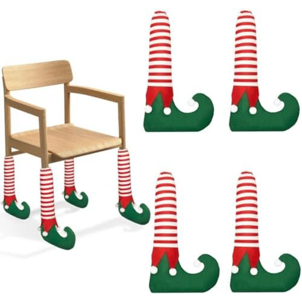 4 st julstolsbensöverdrag Julmöbler Fotbensstrumpor Halksäkra Jultomtar Bordstrumpor för Jul Hemkök