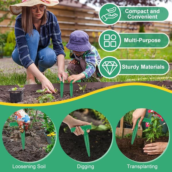 Hageboreverktøy, 2 stk. solid plastløkplanter, miniplanter med ergonomisk håndtak