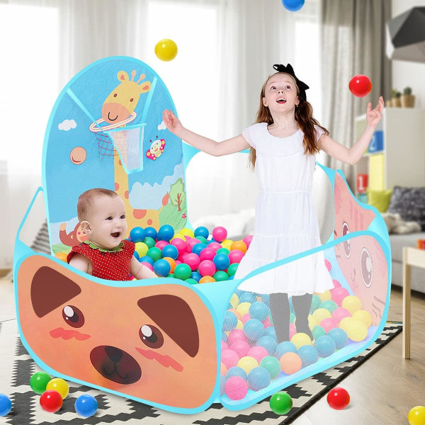 Barneballbasseng, babyballtelt, sammenleggbart leketelt for barn med basketballbøyler
