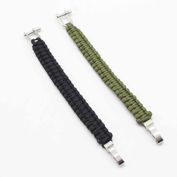 Miesten Paracord-selviytymisranneke Kudottu Ulkoilmaranneke Ruostumattomasta Teräksestä Valmistetulla Kiinnityksellä Army Green