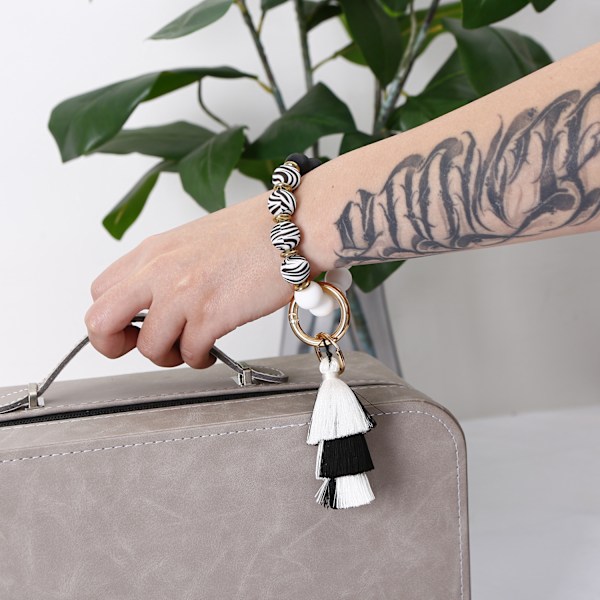 Dame Bilnøglering Pige Armbånd Nøglering-Zebra print