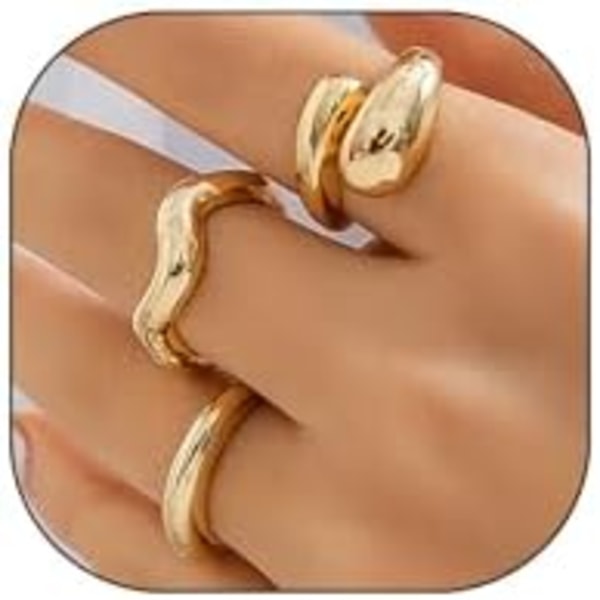 Tykke Guld Dome Knuckle Ringe til Kvinder Vridning Sølv Tommelfinger Statement Ring Sæt Stabelbare Åbne Finger Ringe Smykker Ac