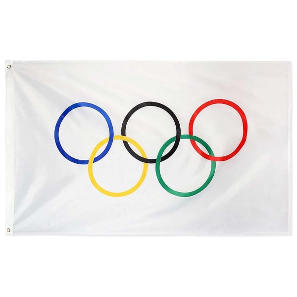 Flag Olympiske Lege Yardflag Olympiske Ringe Indendørs og udendørs flag og bannere 3x5 fod