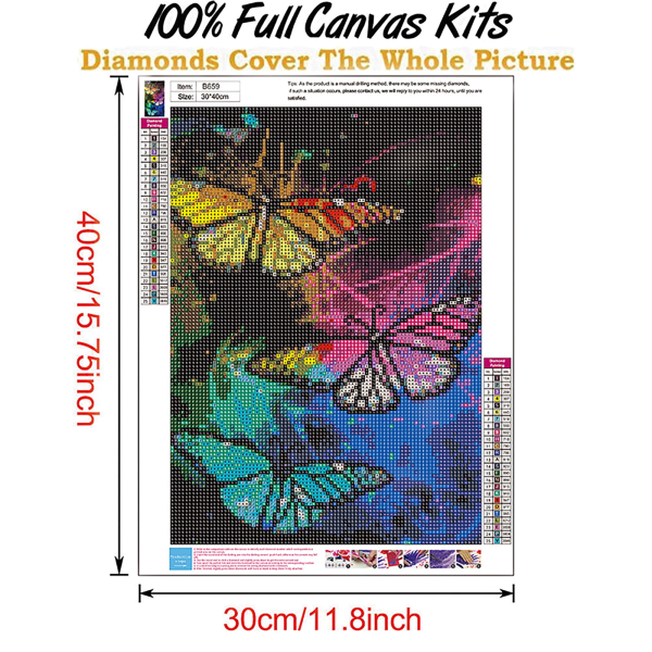 (30x40cm)Butterfly DIY 5D Full Drill Diamond Painting By Num