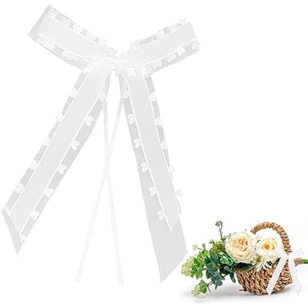 Blå dröm 30 st vita bågdekorationer för bilbröllop, 13 * 22 cm