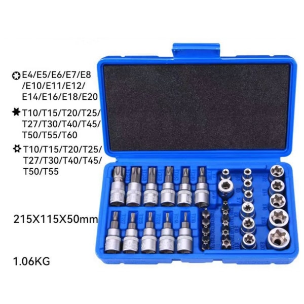 blue - Tool box with 34 pieces in Chrome Vanadium Steel