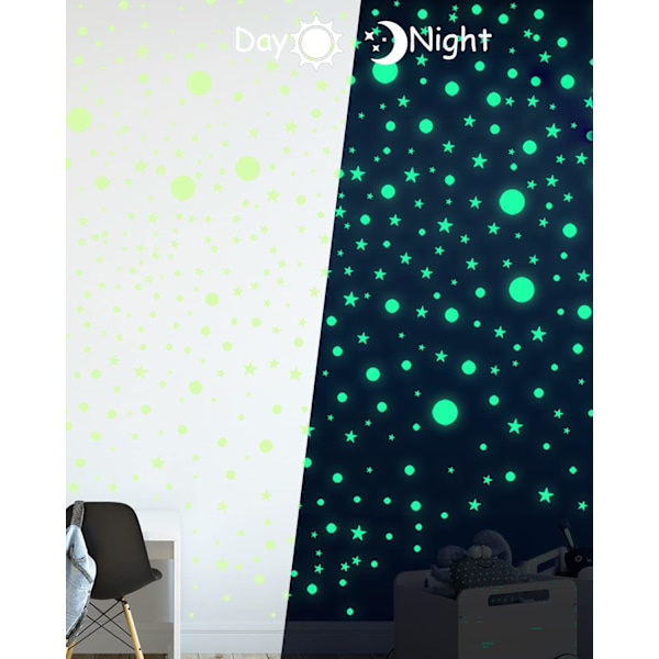 Luminous Stickers, 435 st Phosphorescerande Stjärnor - Självhäftande Dekaler för Barn, Tak, Fluorescerande Dekaler för C