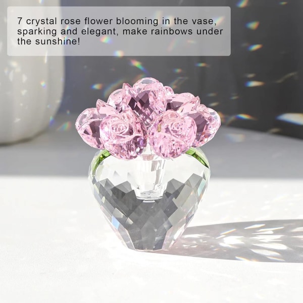 (Lilla) Glas Blomsterbuket med Vase - Hjemmeindretning - Romantisk Gave til Kvinder på Valentin