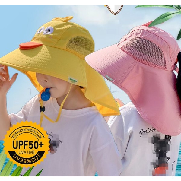 (blå) Solhatt Barn Bucket Hatter Jenter Unicorn Sommerhatt UV Beskyttelse Bred Bremm Justerbar