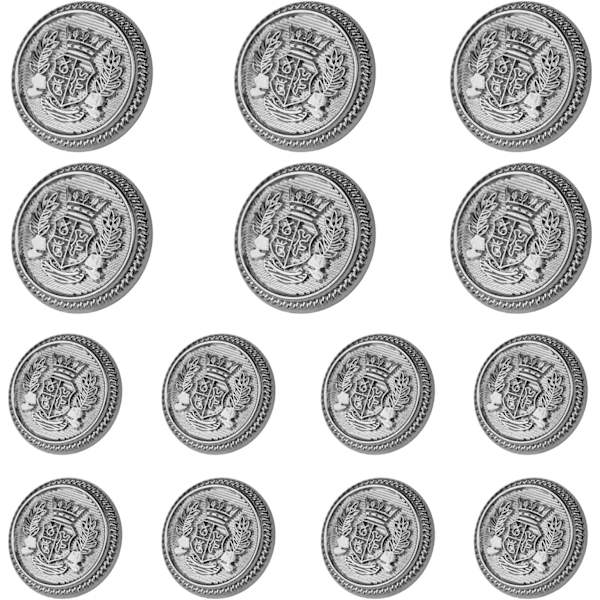 14 stycken silverfärgade metallknappar till kavaj, 23 mm och 18 mm, metallknappar till herrkostym, silverknappar till kavaj