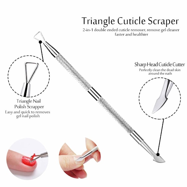 Neglebåndsskubber 3 STK Gel Neglelak Neglebåndsfjerner Neglebåndsskubber i Rustfrit Stål Manicure Pedicure Værktøj Metal Neglebåndsskraber til Fingre
