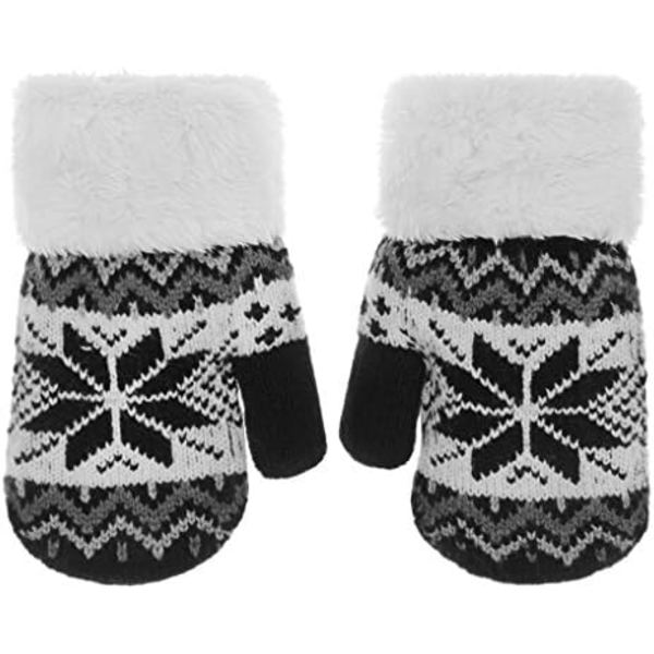 Vintervarma Vantar för Barn med Snöre, Stretchig Stickad Fullfinger, Snöhandskar, Magiska Skidhandskar, Fleecefodrade