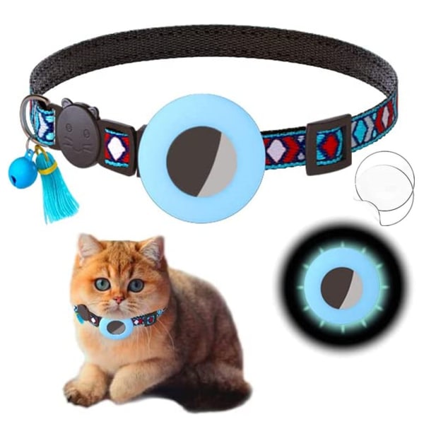 Bleu-Collier Chat Airtag, Collier pour Chat med Cloche Collier