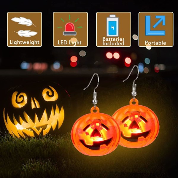 Halloween LED Gresskar Ørepynt Søte Lysende Halloween Smykker Dekorative Kreative Rekvisitter