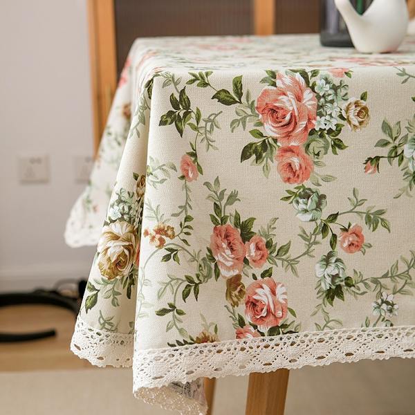 130x180cm Blommig bomulls- och linnetyg duk tryckt bordsduk soffbord duk