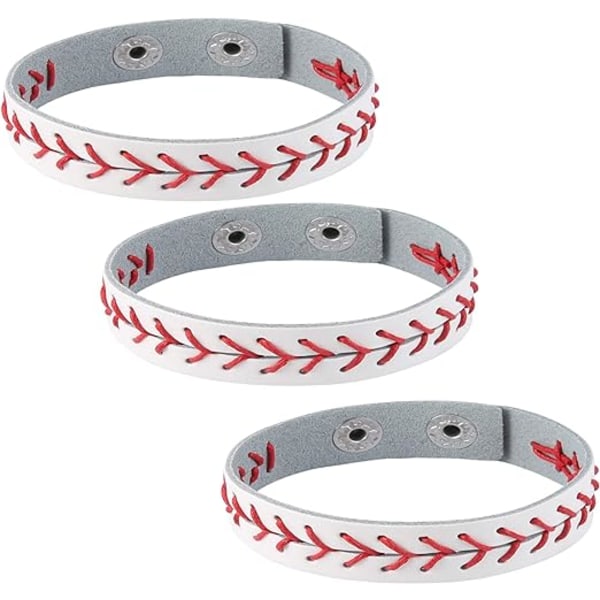 3 baseballarmband i äkta läder från Athletes Bangle Cuff Wris