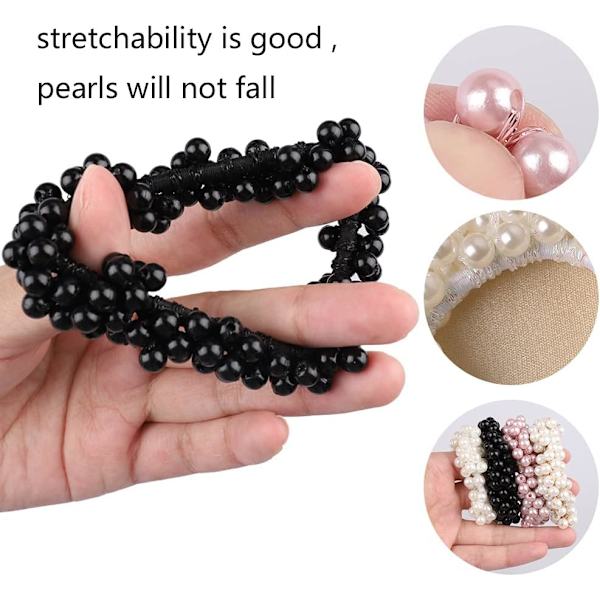 4 stk. Perle Looper, Hårstrik Elastisk Hestehale Fixer Strammer Wome