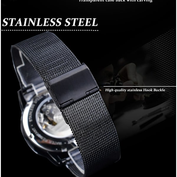 （Silver）Herrklocka casual mekanisk klocka, mode handledsklocka, guld rostfritt stål armband, guld multi-di