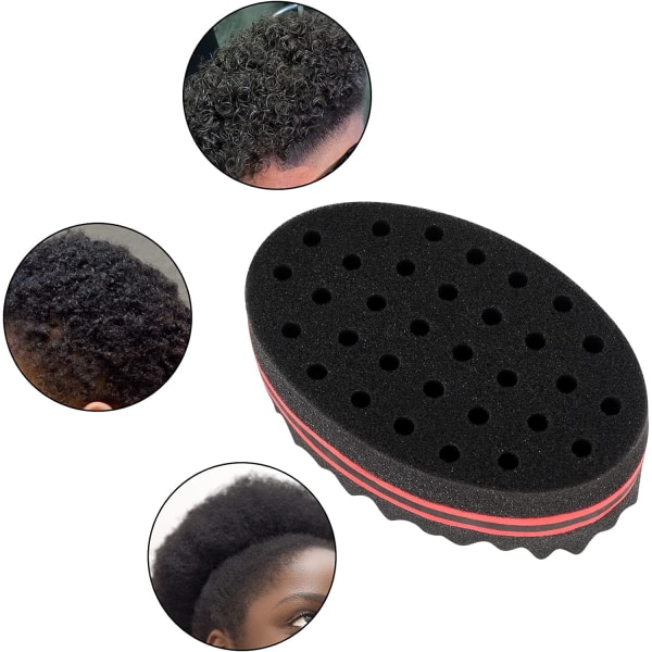 4 stk Store og små huller hårsvampebørster, Afro Coils hårkrøllebørster, Barbers Wave